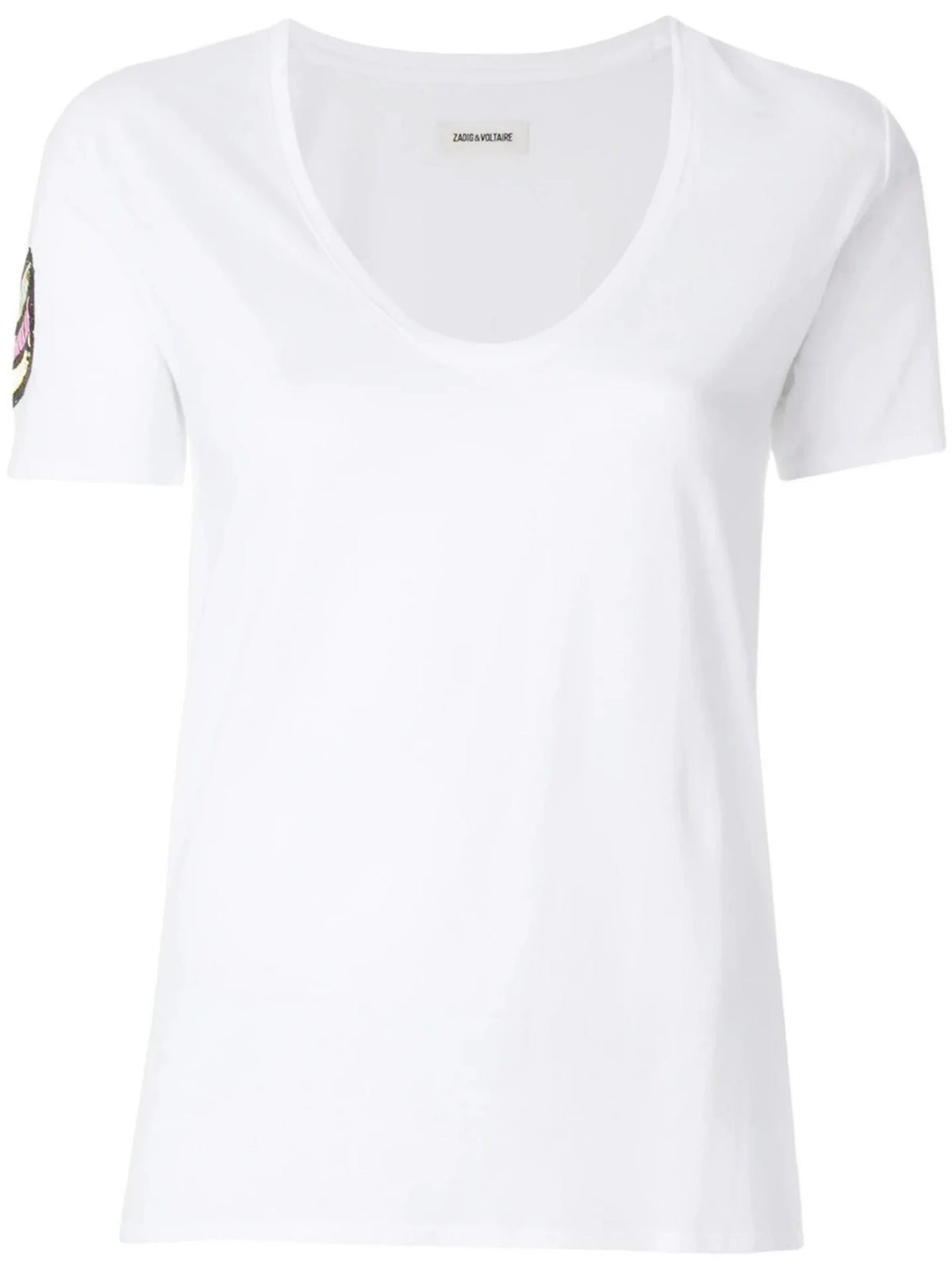 Side Patched White T-Shirt