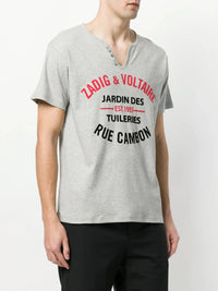 V-Neck Logo Grey T-Shirt