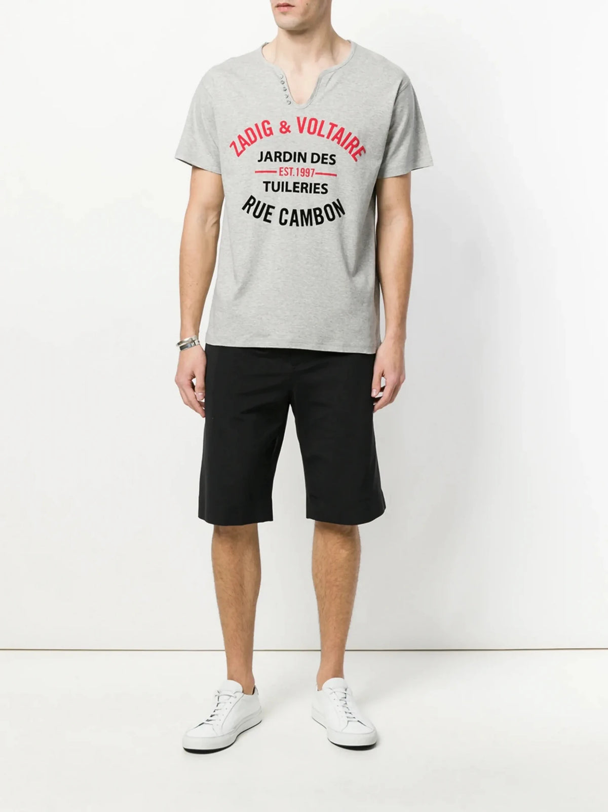 V-Neck Logo Grey T-Shirt