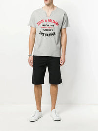 V-Neck Logo Grey T-Shirt