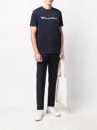 Tapered-Leg Navy Blue Trousers