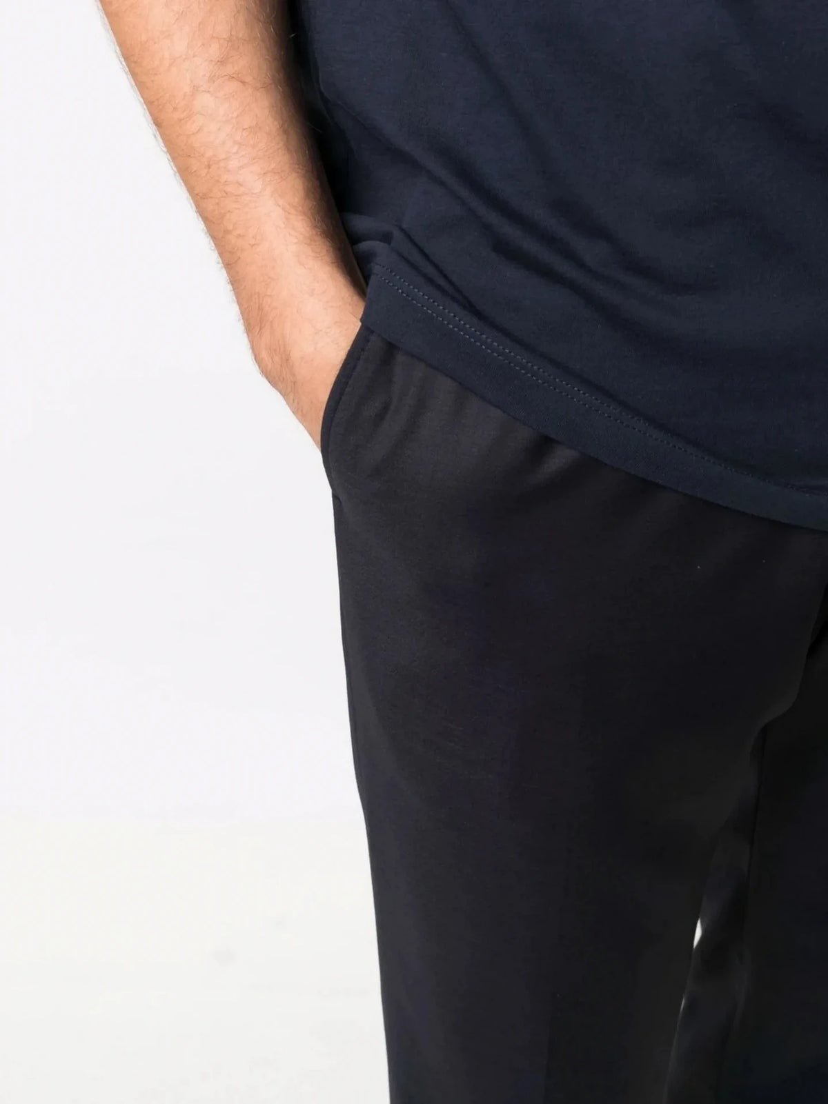 Tapered-Leg Navy Blue Trousers