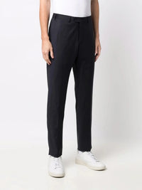Tapered-Leg Navy Blue Trousers