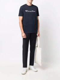 Tapered-Leg Navy Blue Trousers