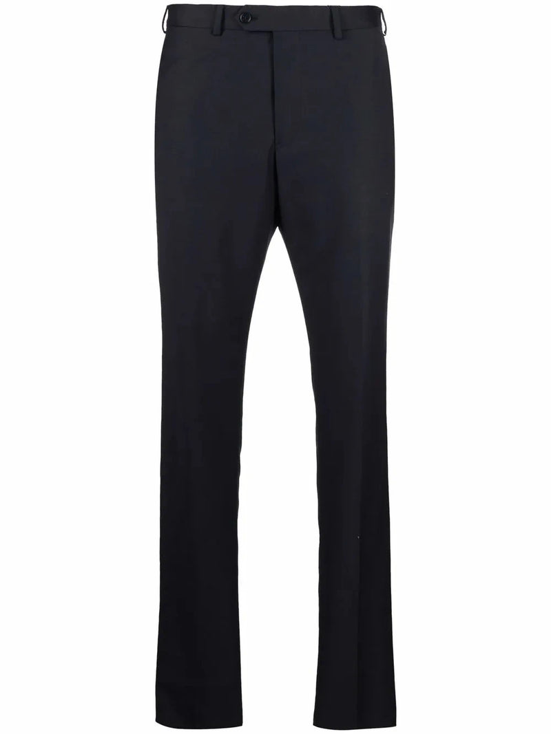 Tapered-Leg Navy Blue Trousers