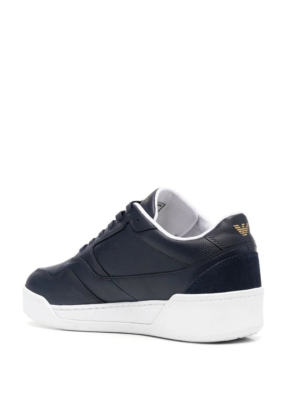 Logo-Embossed Blue Sneakers