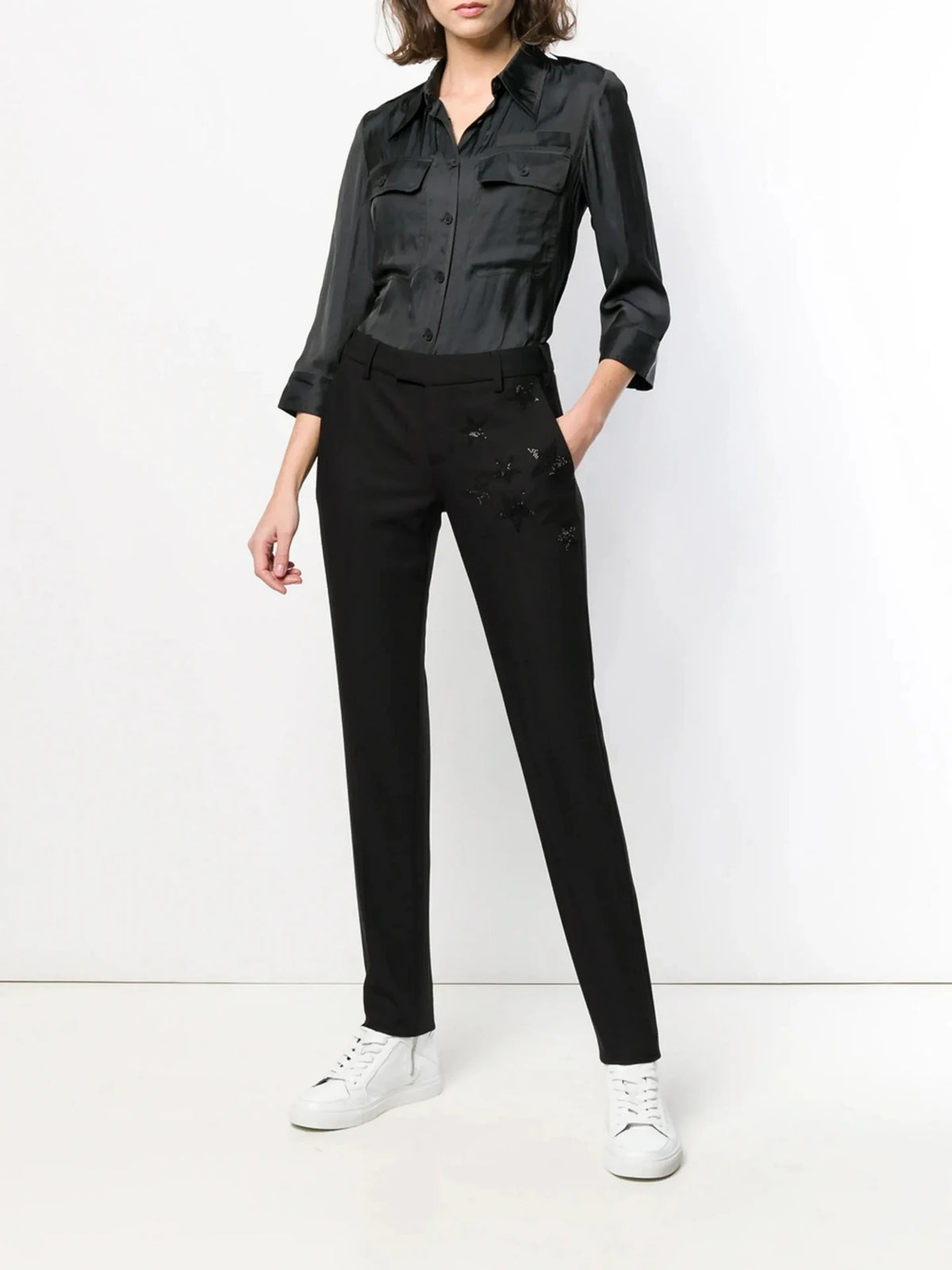Straight Leg Black Trousers