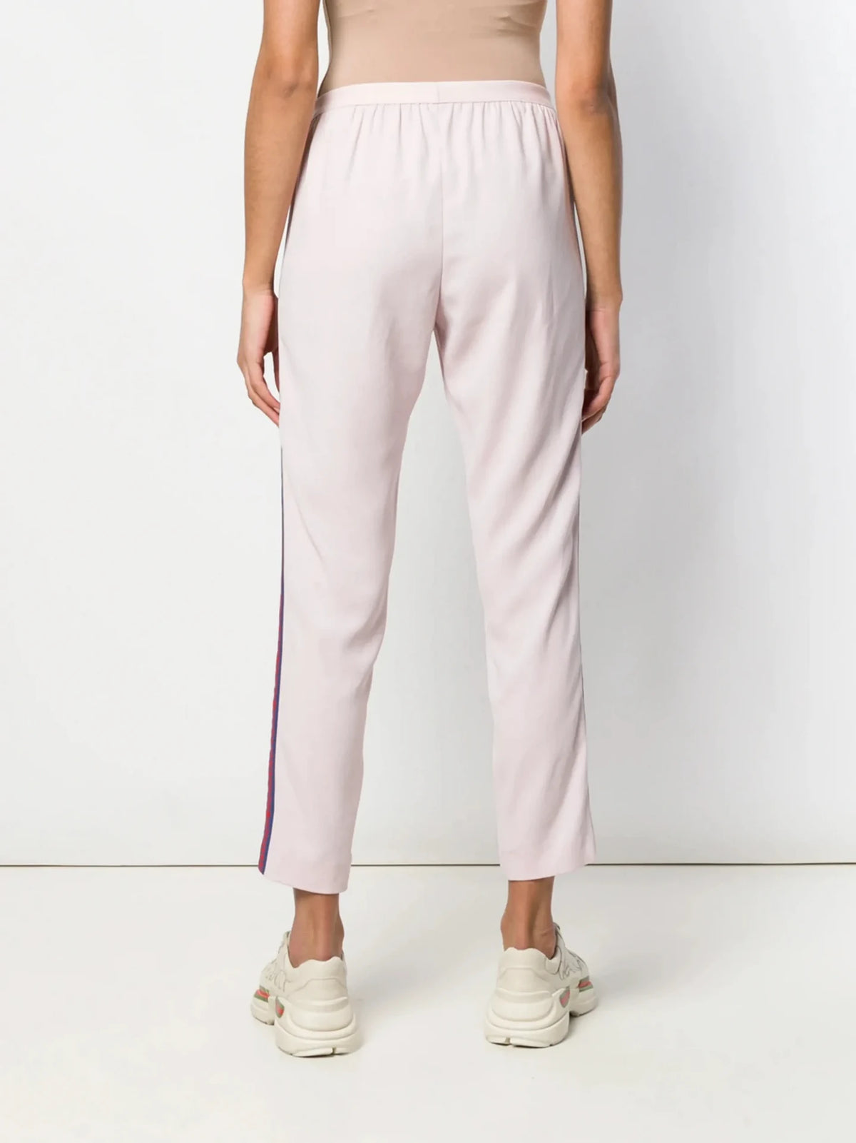 High-Waisted Logo Tape Pink Trousers