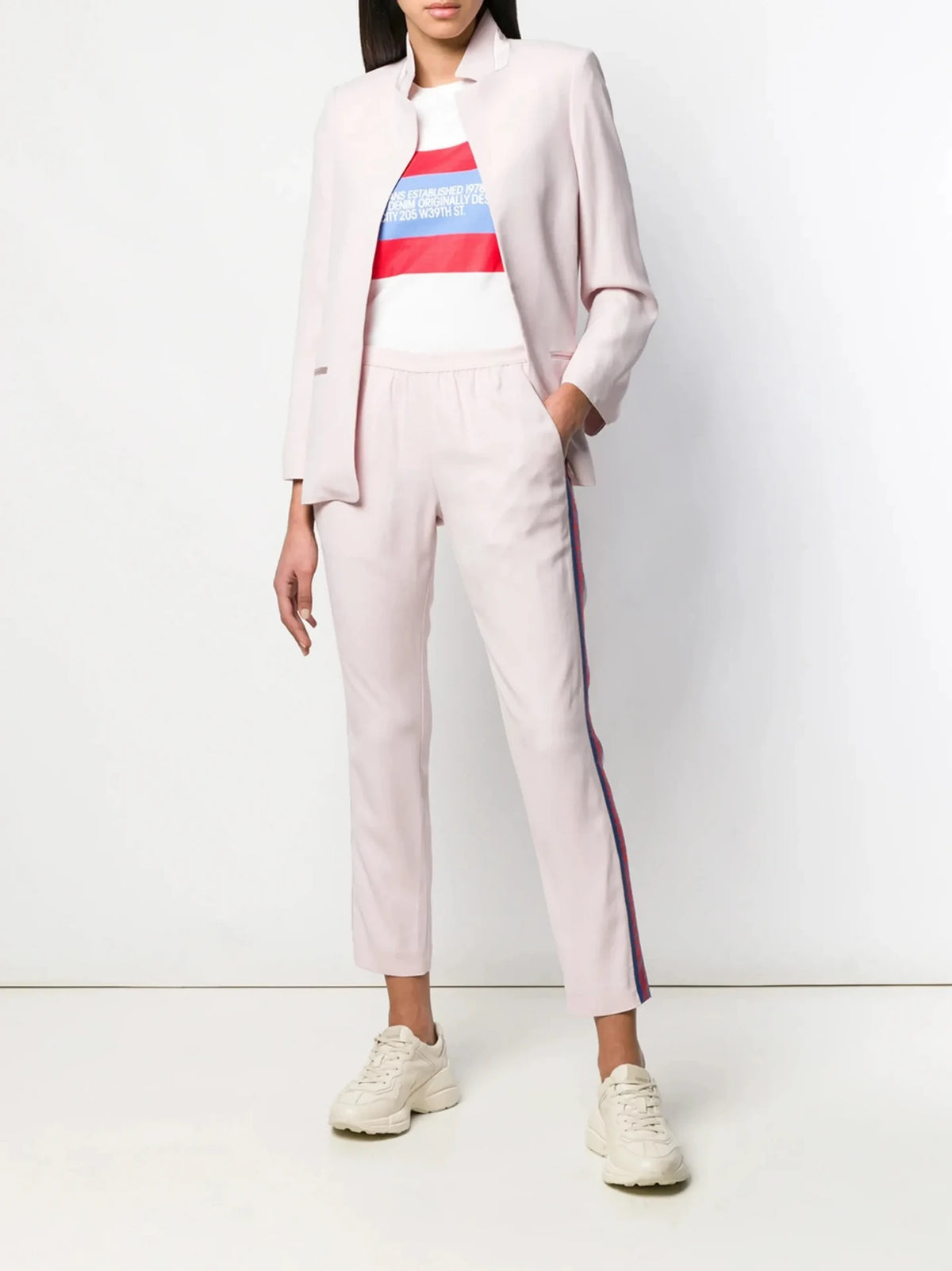 High-Waisted Logo Tape Pink Trousers