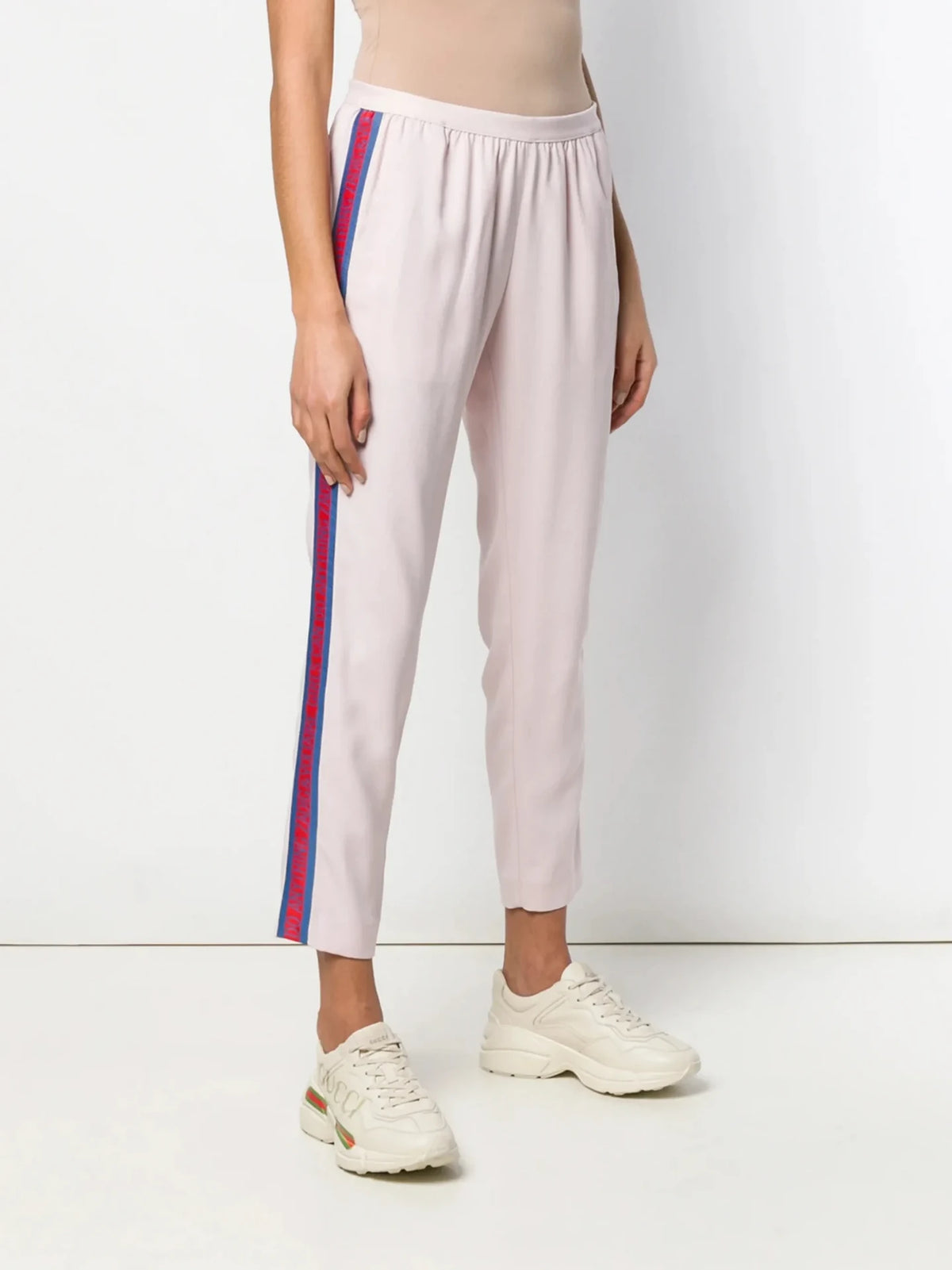 High-Waisted Logo Tape Pink Trousers