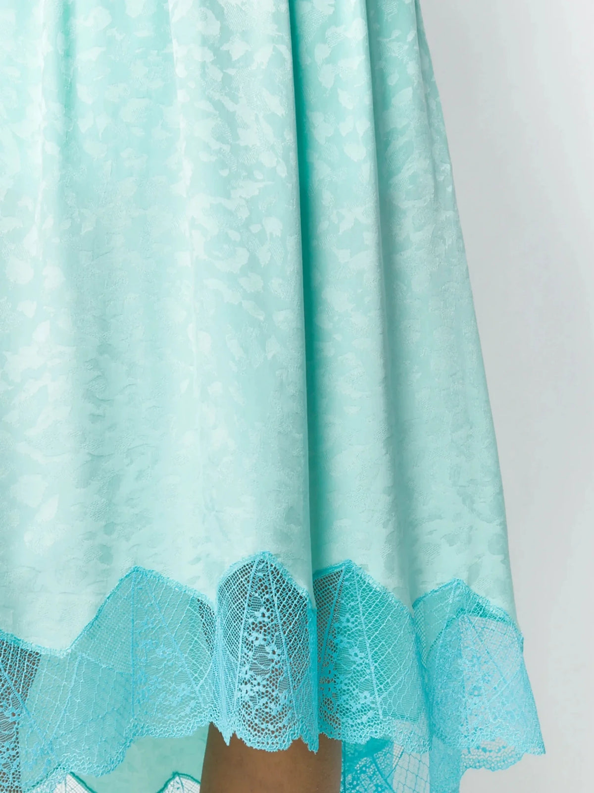 Lace Hem Asymmetric Green Skirt