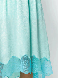 Lace Hem Asymmetric Green Skirt