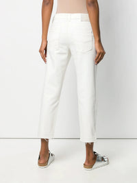 Frayed Hem White Jeans