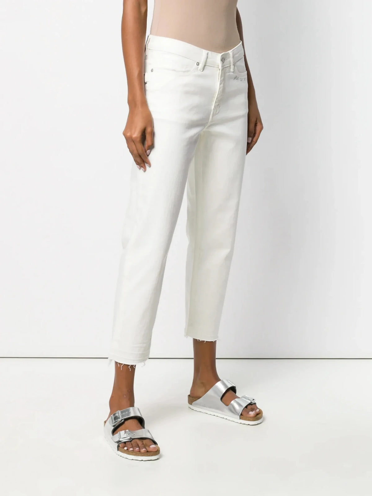 Frayed Hem White Jeans