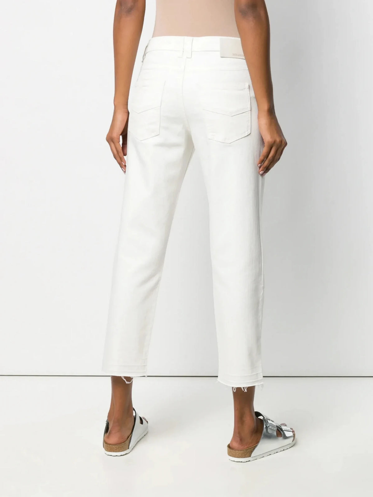 Frayed Hem White Jeans