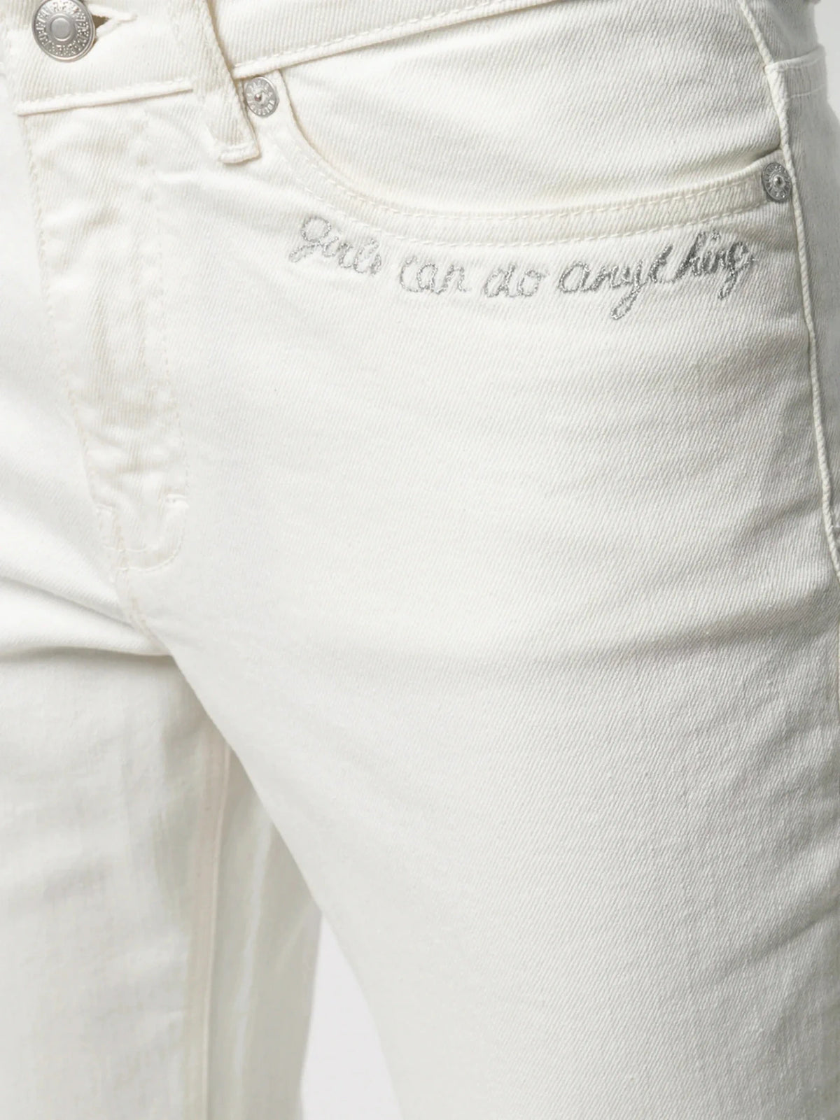 Frayed Hem White Jeans