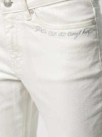 Frayed Hem White Jeans