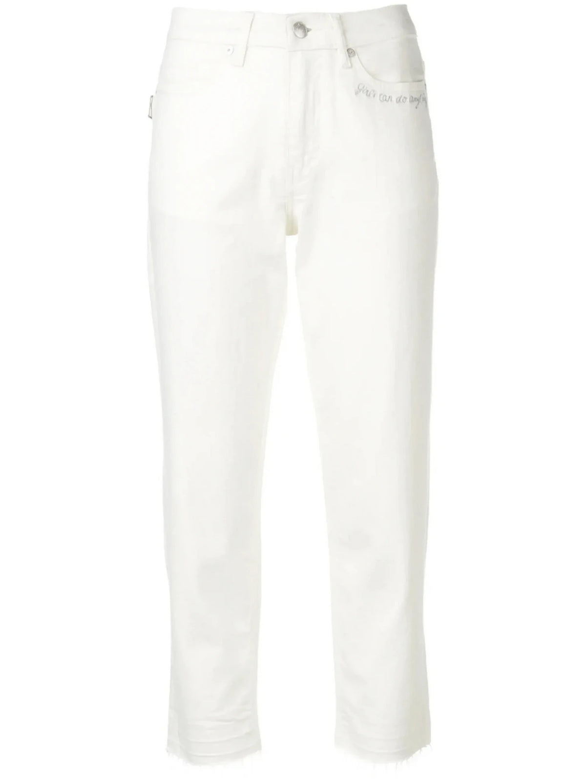 Frayed Hem White Jeans