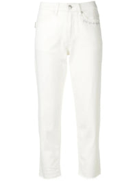 Frayed Hem White Jeans