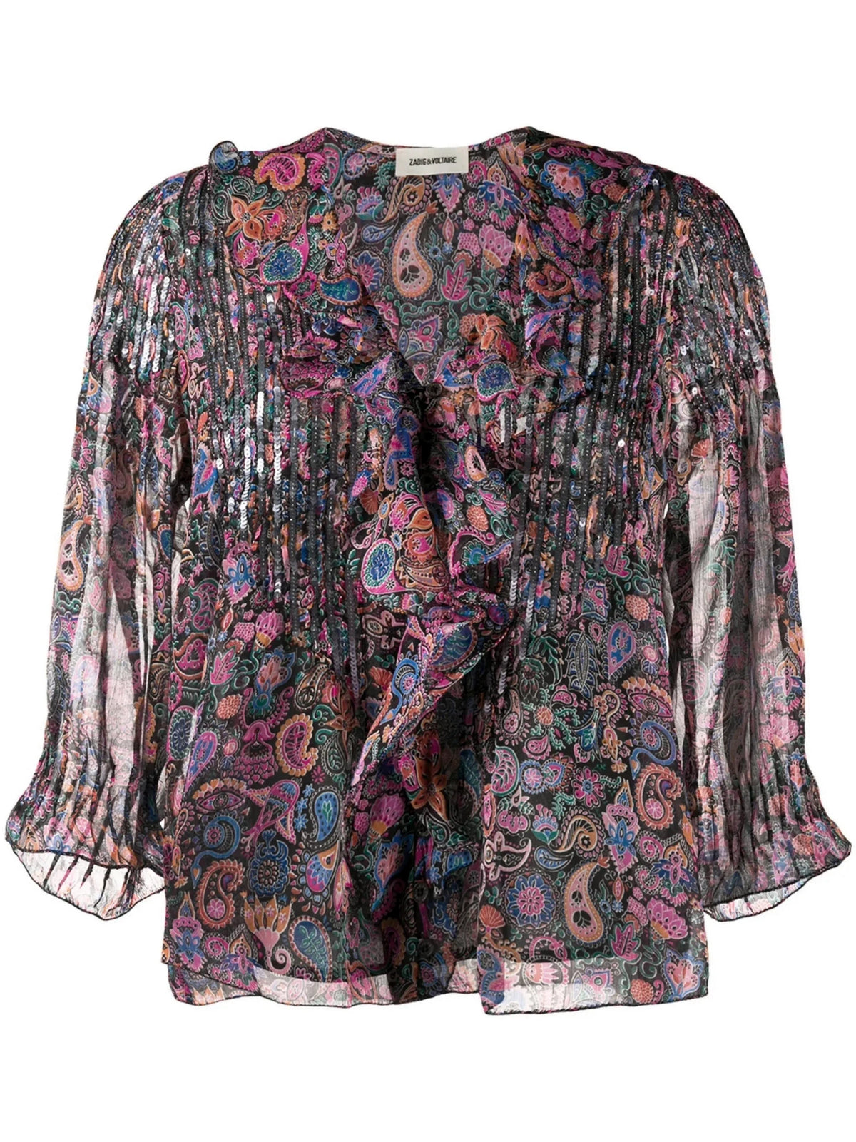 Paisley Print Black Blouse