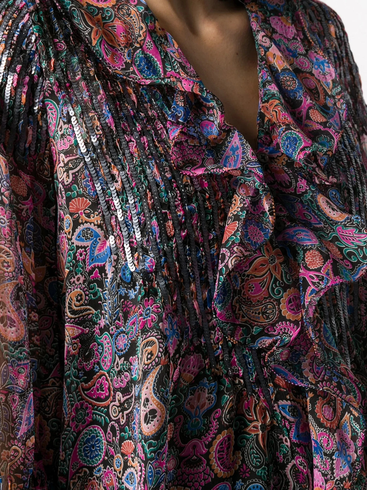 Paisley Print Black Blouse