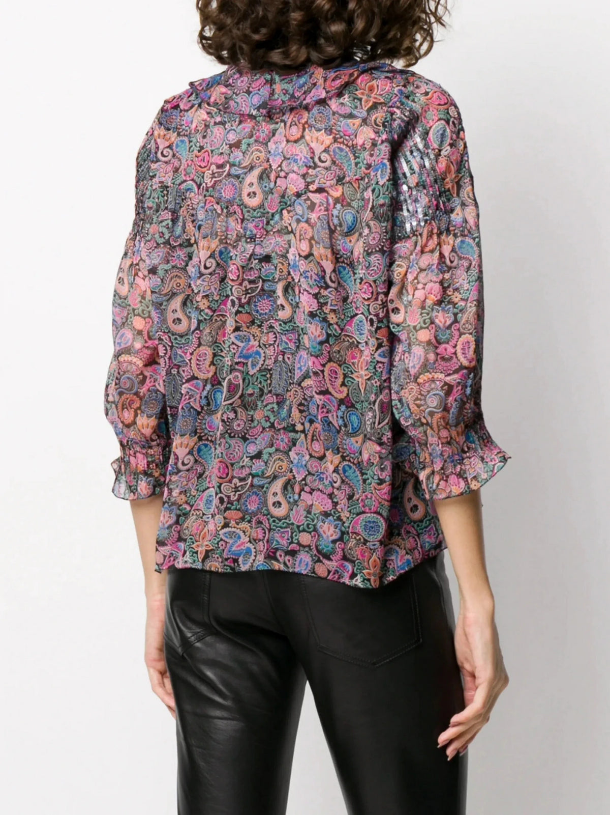 Paisley Print Black Blouse
