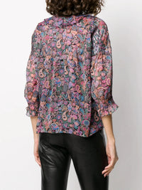 Paisley Print Black Blouse