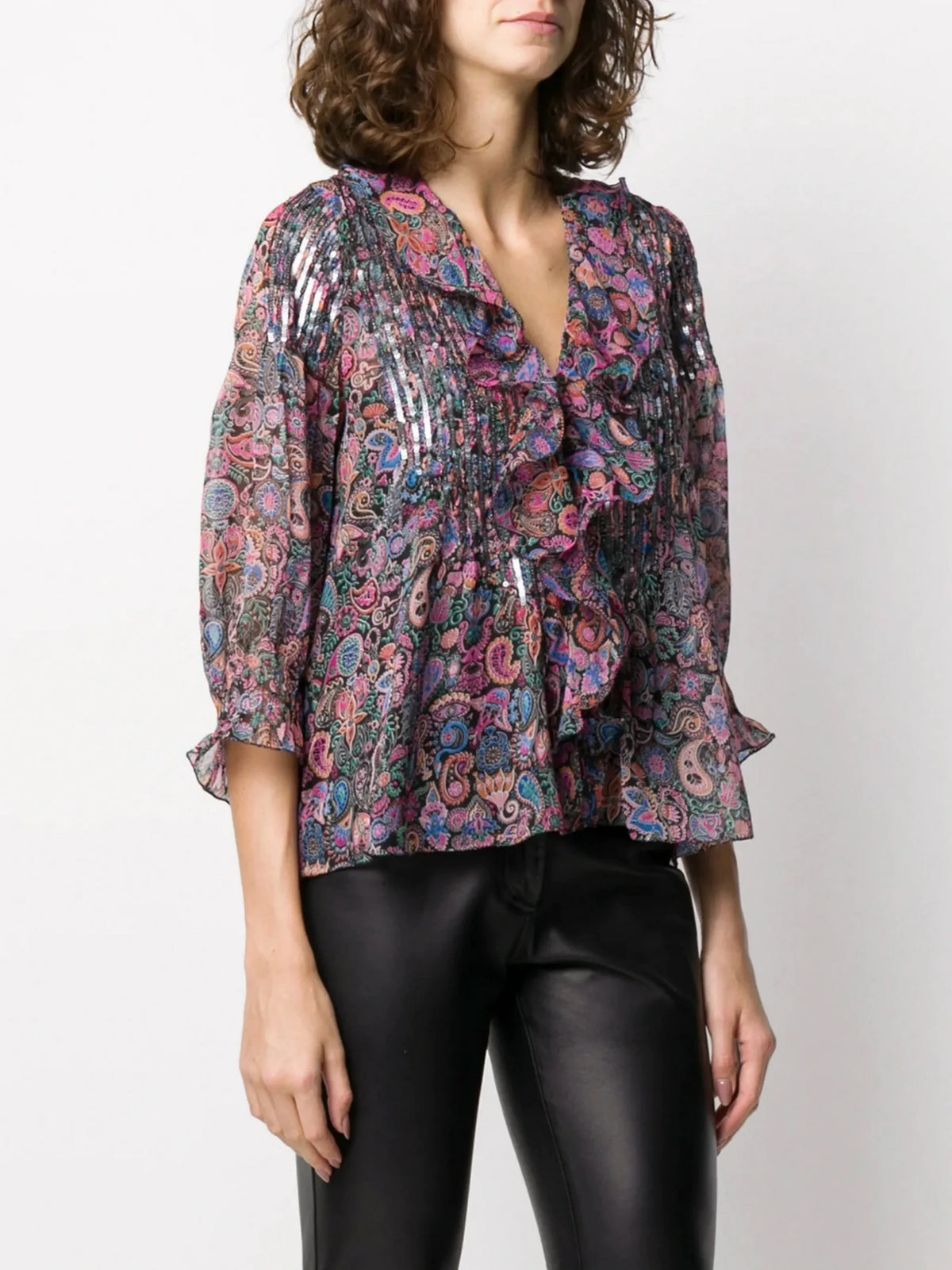 Paisley Print Black Blouse