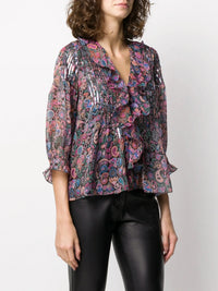 Paisley Print Black Blouse