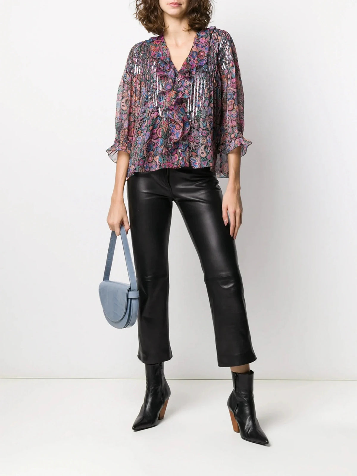 Paisley Print Black Blouse