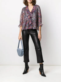 Paisley Print Black Blouse