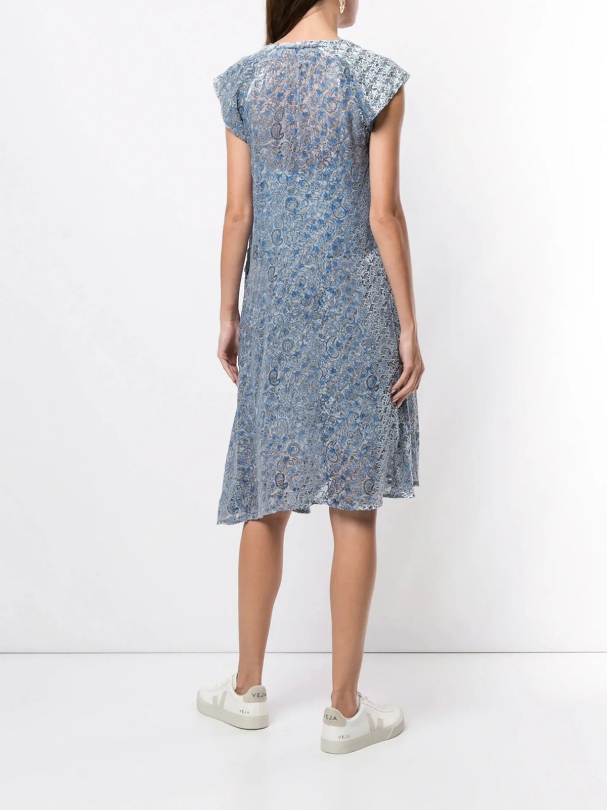 Asymmetric Blue Midi Dress