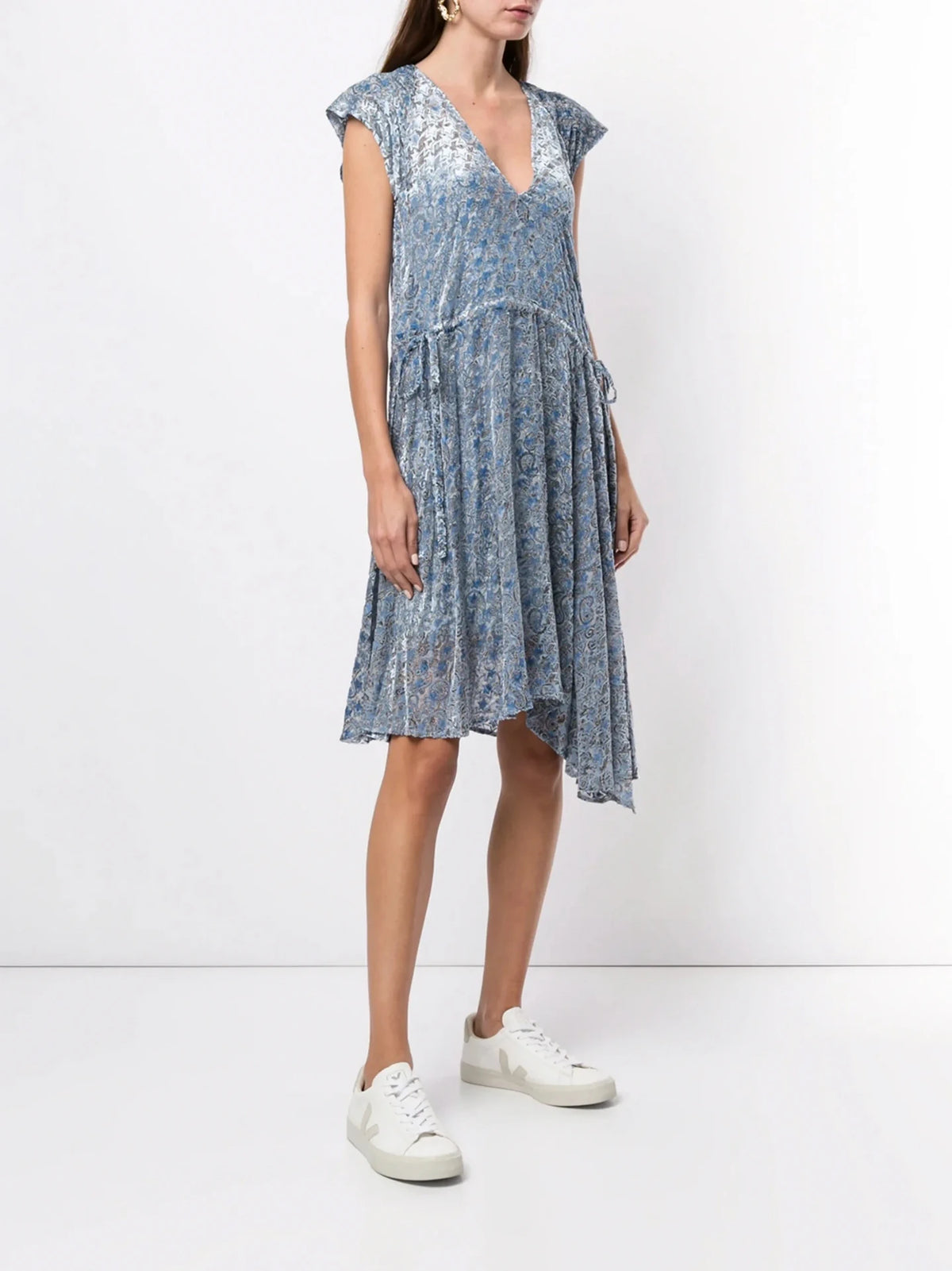 Asymmetric Blue Midi Dress