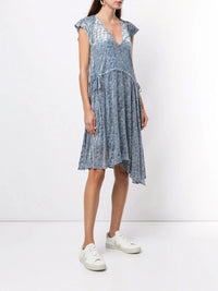 Asymmetric Blue Midi Dress