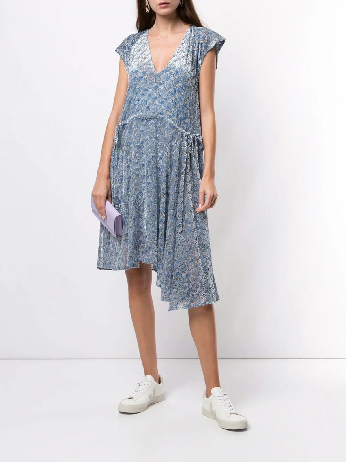 Asymmetric Blue Midi Dress