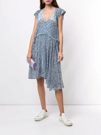 Asymmetric Blue Midi Dress