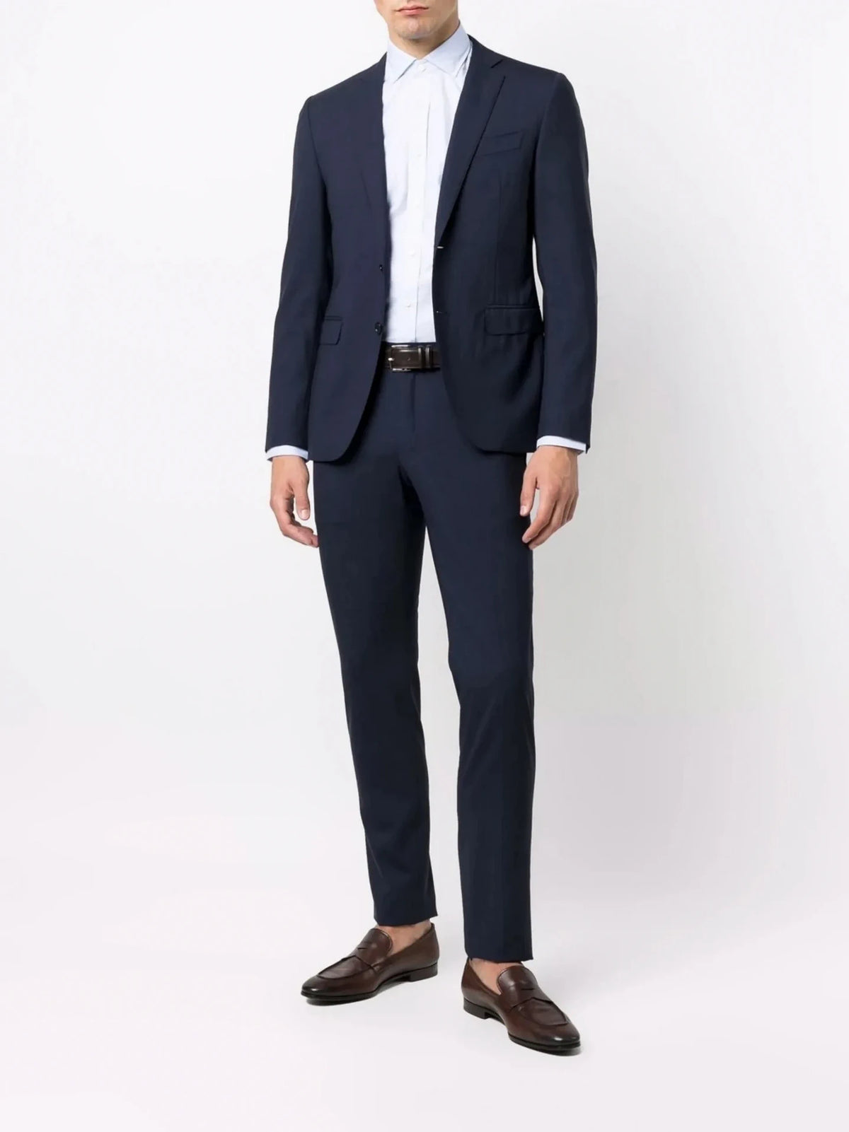 Embroidered Logo Blue Weave Shirt