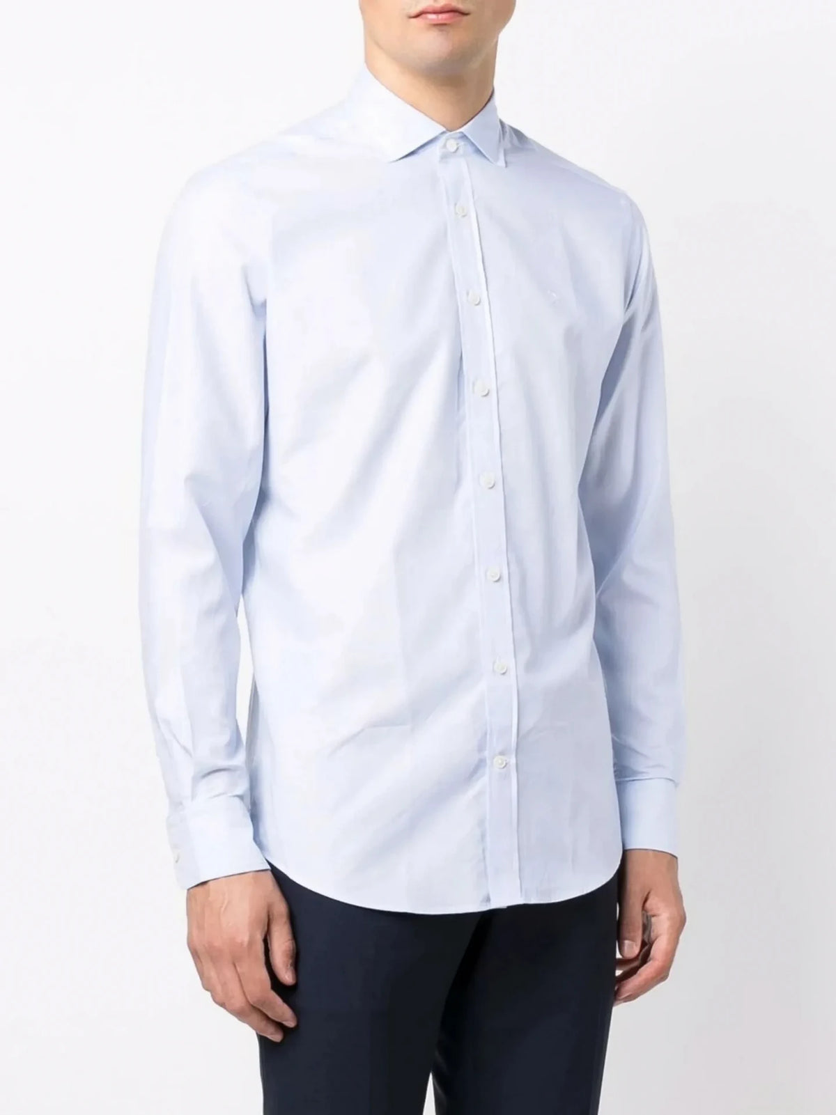 Embroidered Logo Blue Weave Shirt
