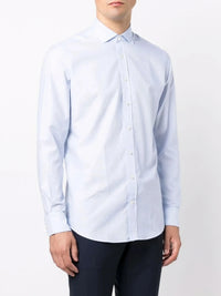 Embroidered Logo Blue Weave Shirt