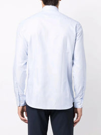 Embroidered Logo Blue Weave Shirt