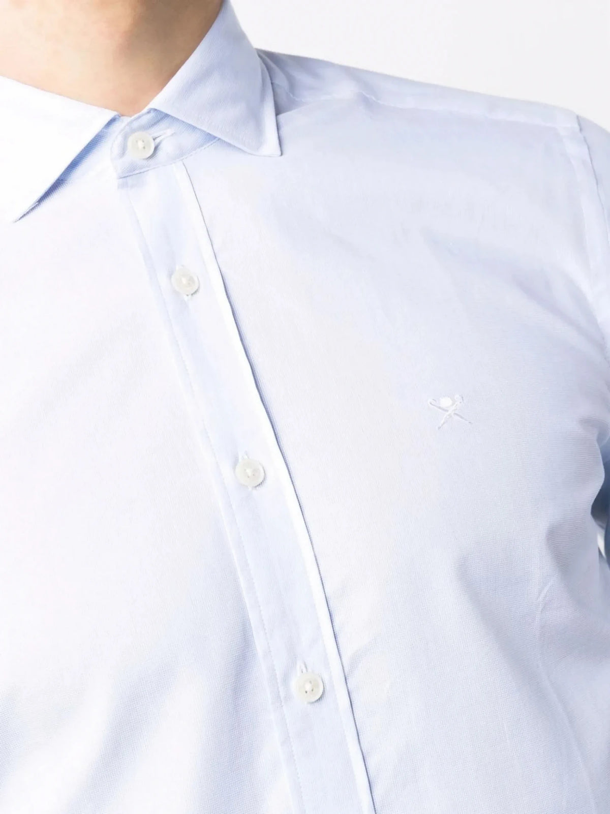 Embroidered Logo Blue Weave Shirt