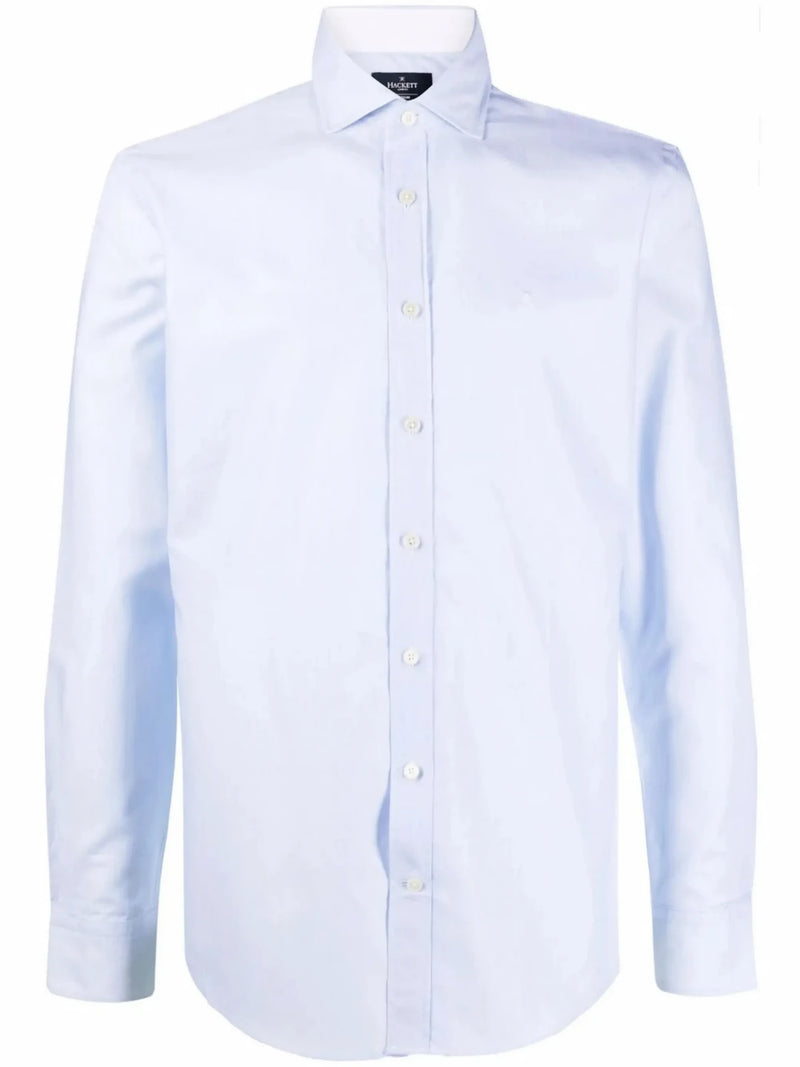 Embroidered Logo Blue Weave Shirt