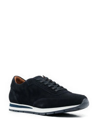 Perforated-Logo Suede Navy Blue Sneakers