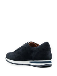 Perforated-Logo Suede Navy Blue Sneakers