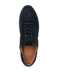 Perforated-Logo Suede Navy Blue Sneakers