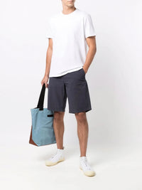 Knee-Length Navy Blue Chino Shorts