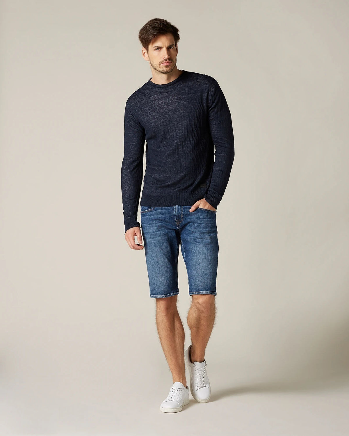 Regular Fit Blue Denim Shorts