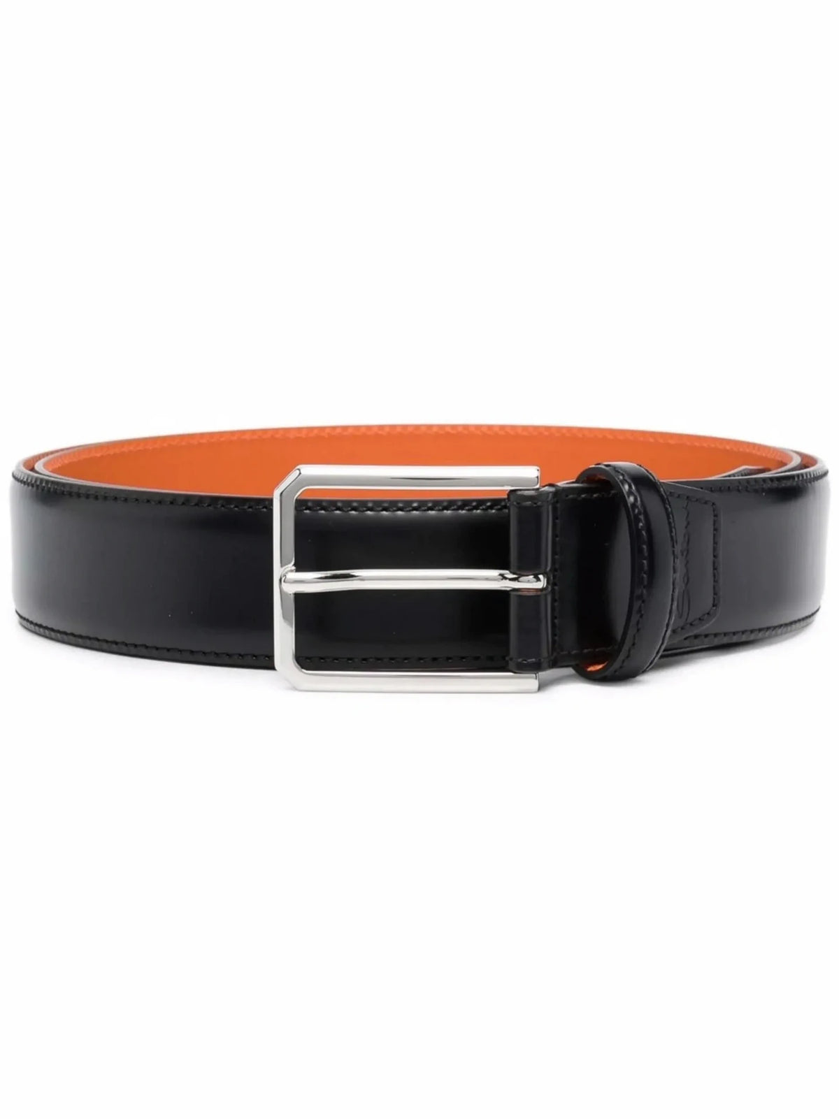 Embossed Black Leather Belt