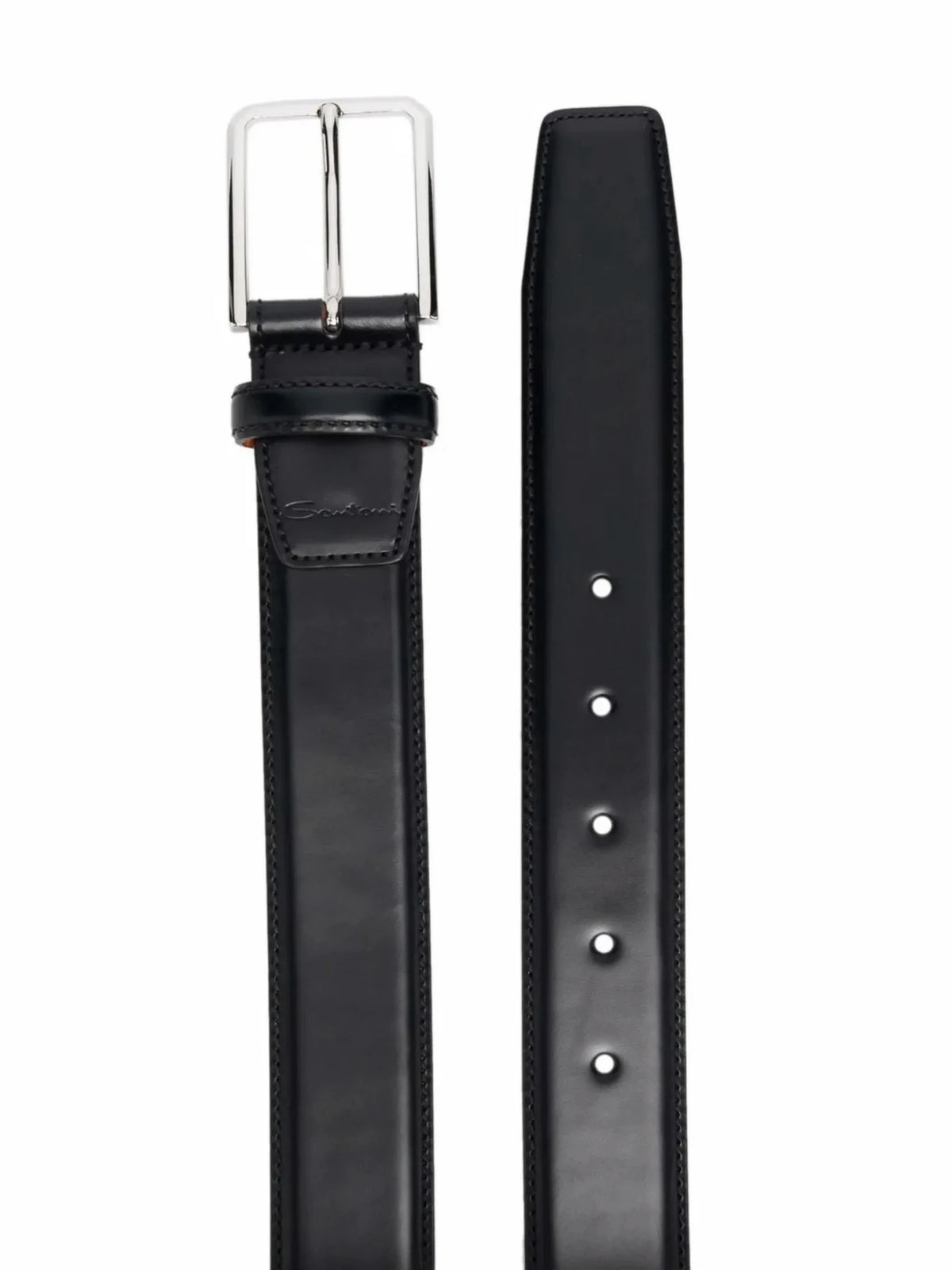 Embossed Black Leather Belt