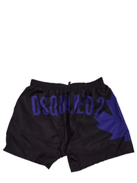 Elastic Waist Black Swimming Shorts